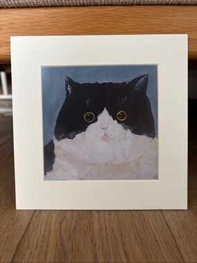 Original Cat Portrait Wall Art Print - White Mat